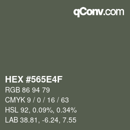 Color code: HEX #565E4F | qconv.com