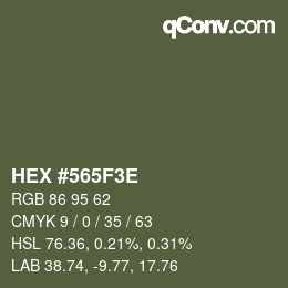 Color code: HEX #565F3E | qconv.com