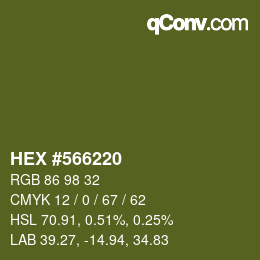 Color code: HEX #566220 | qconv.com