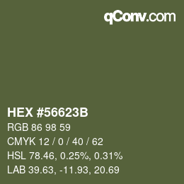 Color code: HEX #56623B | qconv.com