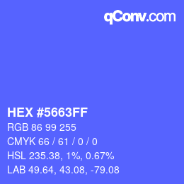 カラーコード: HEX #5663FF | qconv.com