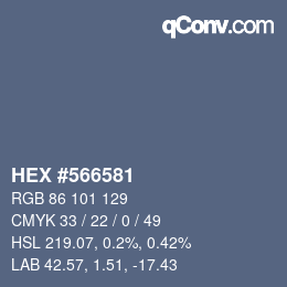 Color code: HEX #566581 | qconv.com