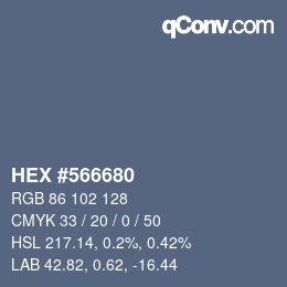 Farbcode: HEX #566680 | qconv.com