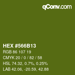 カラーコード: HEX #566B13 | qconv.com