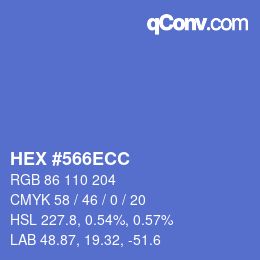 Color code: HEX #566ECC | qconv.com