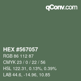 颜色代码: HEX #567057 | qconv.com