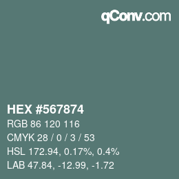 颜色代码: HEX #567874 | qconv.com