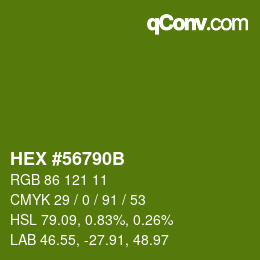 Color code: HEX #56790B | qconv.com