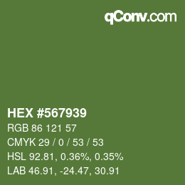 Color code: HEX #567939 | qconv.com