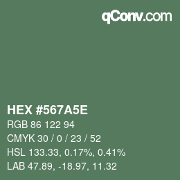 Color code: HEX #567A5E | qconv.com