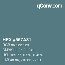 カラーコード: HEX #567A81 | qconv.com
