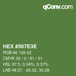 Color code: HEX #567E3E | qconv.com