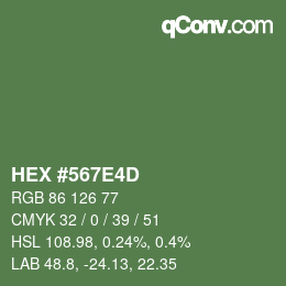Color code: HEX #567E4D | qconv.com