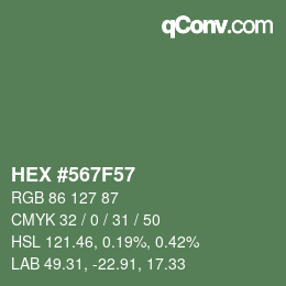 Color code: HEX #567F57 | qconv.com