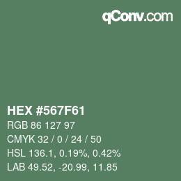 カラーコード: HEX #567F61 | qconv.com