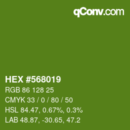 颜色代码: HEX #568019 | qconv.com