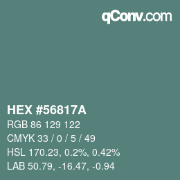 Código de color: HEX #56817A | qconv.com