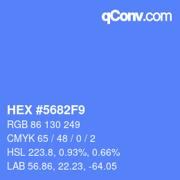Farbcode: HEX #5682F9 | qconv.com