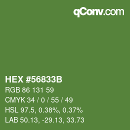 Color code: HEX #56833B | qconv.com