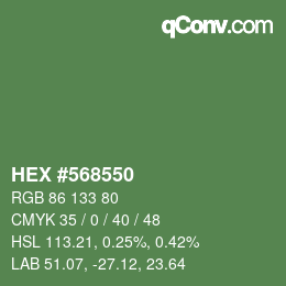 Farbcode: HEX #568550 | qconv.com