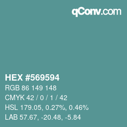 颜色代码: HEX #569594 | qconv.com