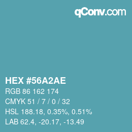 颜色代码: HEX #56A2AE | qconv.com