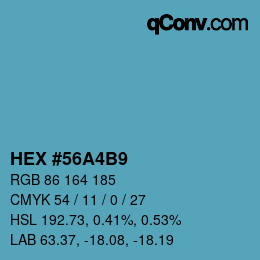 颜色代码: HEX #56A4B9 | qconv.com