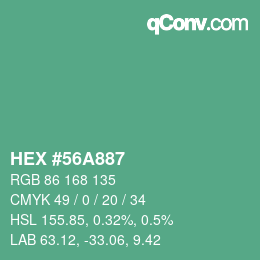 カラーコード: HEX #56A887 | qconv.com