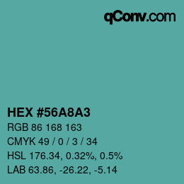 Color code: HEX #56A8A3 | qconv.com