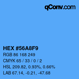 Color code: HEX #56A8F9 | qconv.com