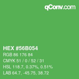 颜色代码: HEX #56B054 | qconv.com