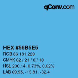 Farbcode: HEX #56B5E5 | qconv.com