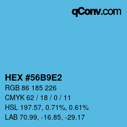 颜色代码: HEX #56B9E2 | qconv.com