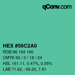 颜色代码: HEX #56C2A0 | qconv.com