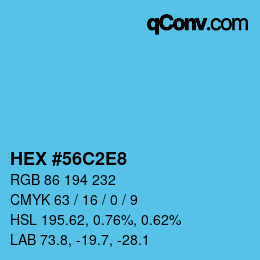 カラーコード: HEX #56C2E8 | qconv.com
