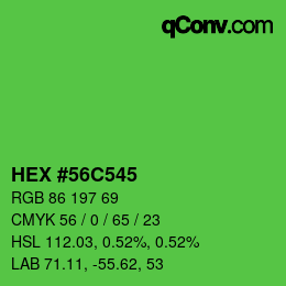 Color code: HEX #56C545 | qconv.com