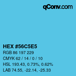 Code couleur: HEX #56C5E5 | qconv.com