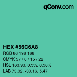 カラーコード: HEX #56C6A8 | qconv.com