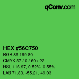 Color code: HEX #56C750 | qconv.com