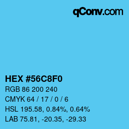 颜色代码: HEX #56C8F0 | qconv.com