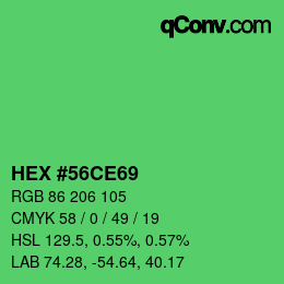 Color code: HEX #56CE69 | qconv.com