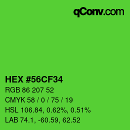 Color code: HEX #56CF34 | qconv.com