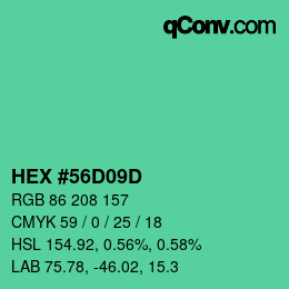 カラーコード: HEX #56D09D | qconv.com