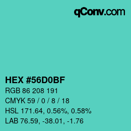 颜色代码: HEX #56D0BF | qconv.com