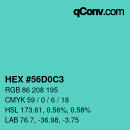 颜色代码: HEX #56D0C3 | qconv.com