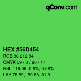 Color code: HEX #56D454 | qconv.com