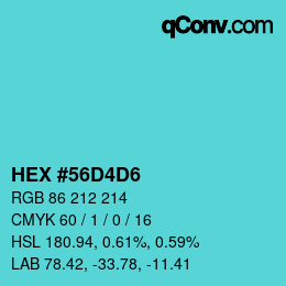 Color code: HEX #56D4D6 | qconv.com