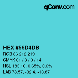 Color code: HEX #56D4DB | qconv.com