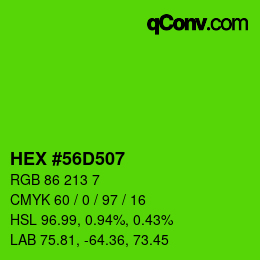 Código de color: HEX #56D507 | qconv.com