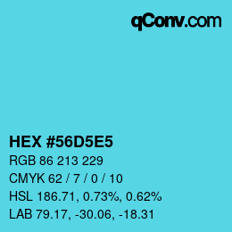 カラーコード: HEX #56D5E5 | qconv.com